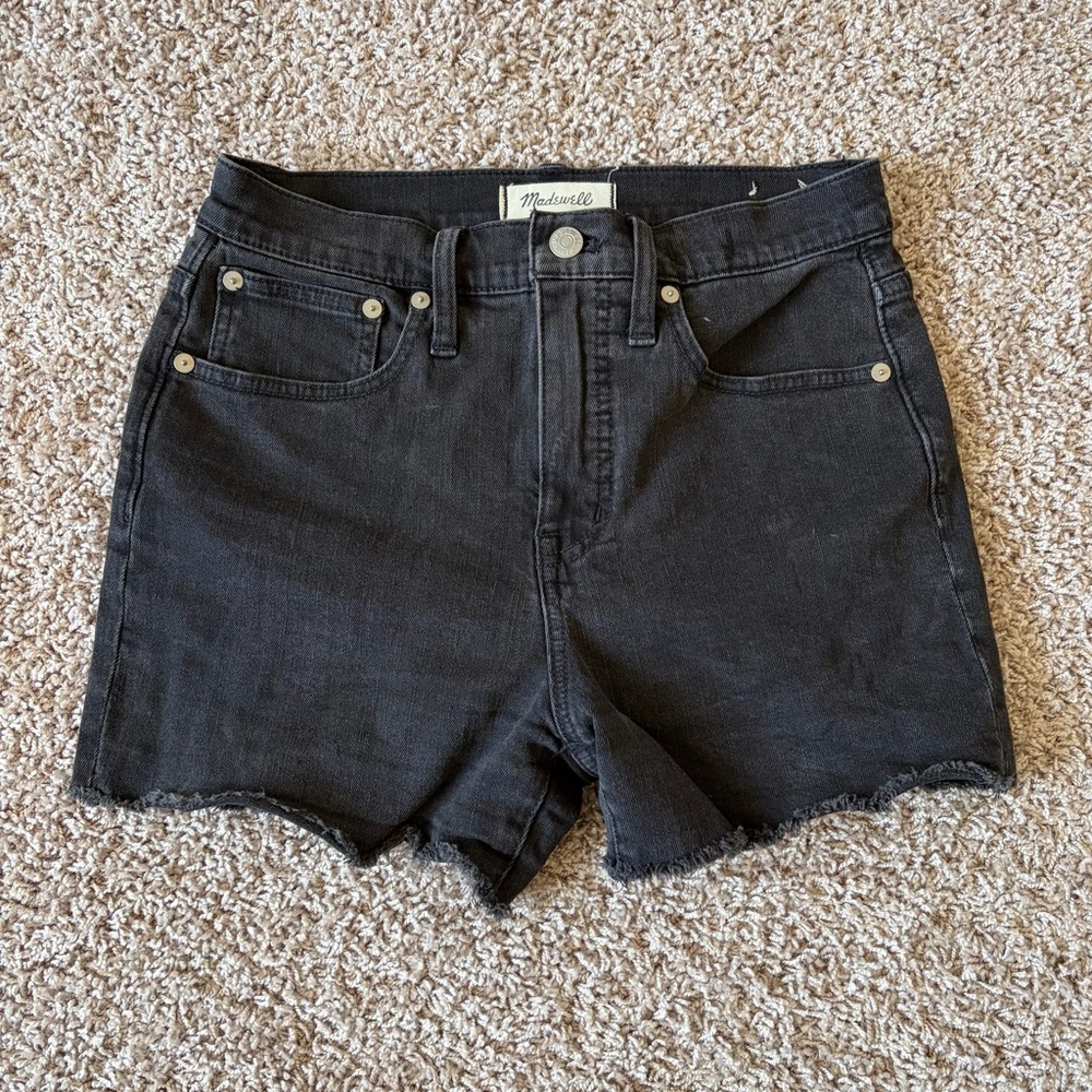 Madewell High-Rise Denim Shorts in Lunar Wash Gray Black Size 24